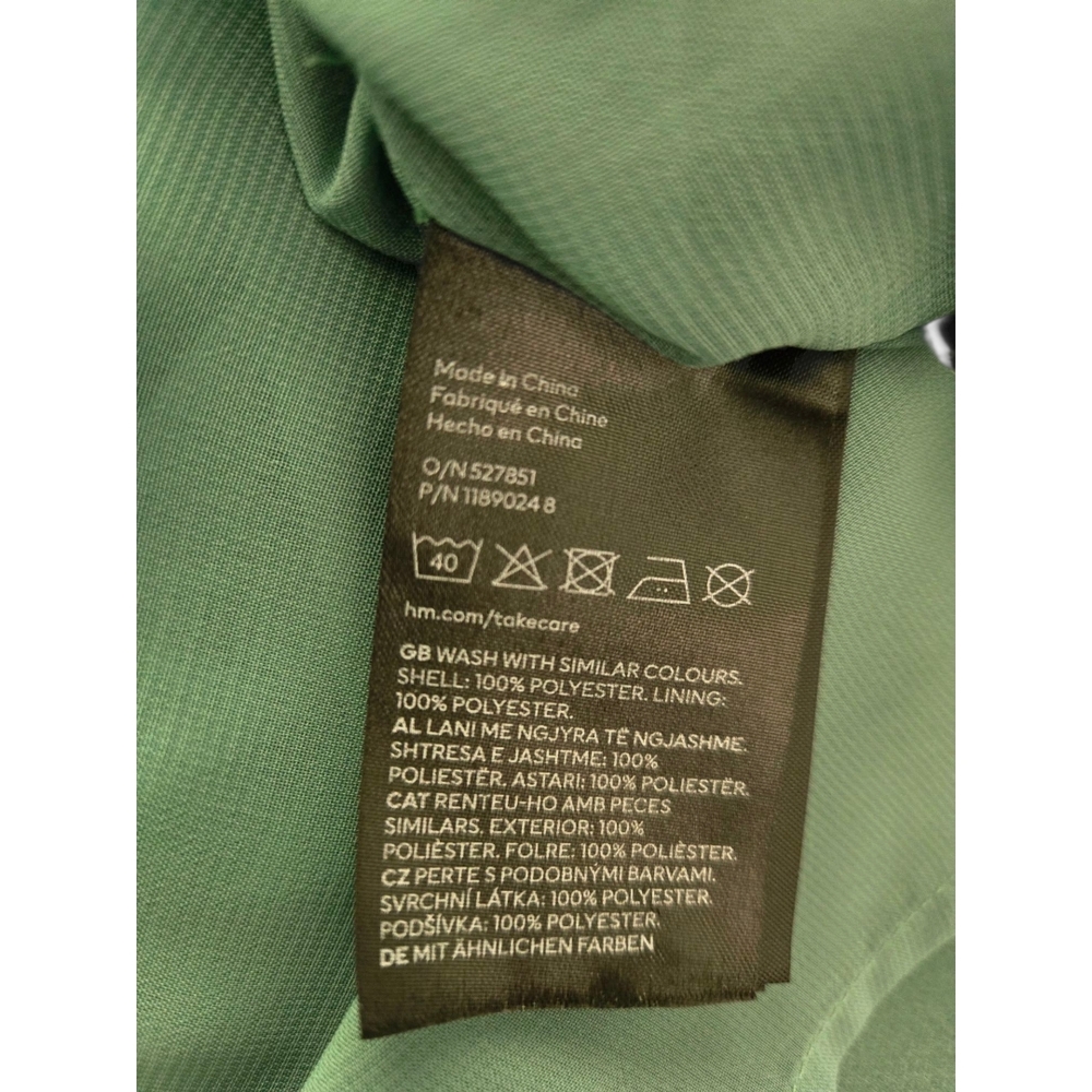 H&M Short Babydoll Mini Dress V Neck Long Sleeves Size Large Green - Picture 9 of 12